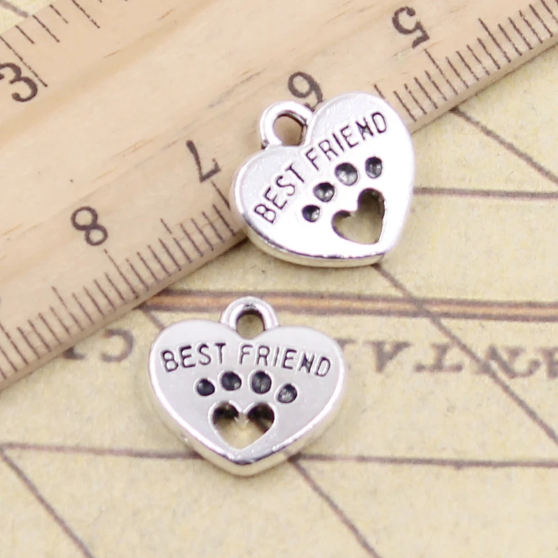 10pcs Charms Heart Best Friend Lock 14x15mm Tibetan Bronze Silver Color Pendants Antique Jewelry Making DIY Handmade Craft