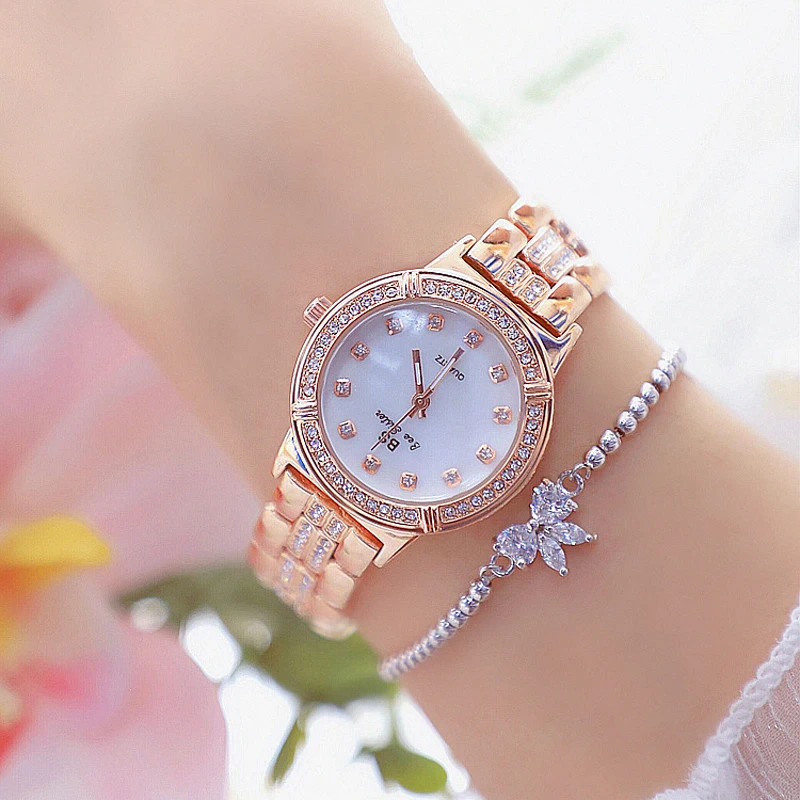 Watch Women Luxury Brand Fashion Rose Gold Diamond Crystal Ladies Watches Rhinestone Wristwatch Women Bayan Kol Saati