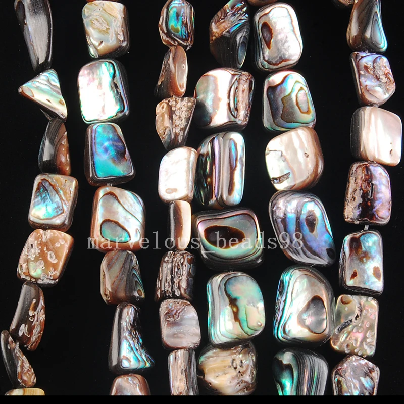 Fahion Jewelry 10x8~13x8MM Natural New Zealand Abalone Shell Freeform Women Men  Shell Loose Bead 16