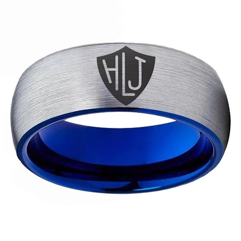 YGK Jewelry Spanish CTR Ring HLJ Design Ring 8mm/6mm Matte Silver outside Blue inside Tungsten Carbide Ring