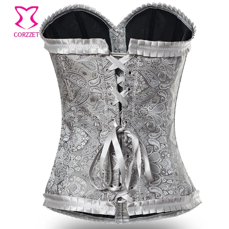 Vintage Paisley Pattern Gothic Corset Top Fashion Women Sexy Corsets Strapless Corselet Overbust Bustier Lingerie Corpete