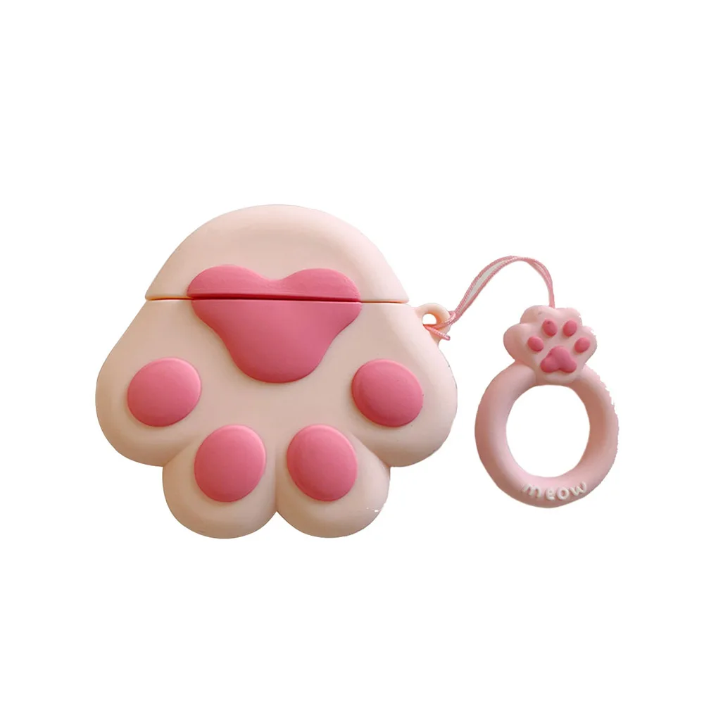 For Airpods Wireless Bluetooth Headset Cute Pink Cat Claw for Aripods 1/2 Generation Universal Love Pink Cat Claw Hanging Ring
