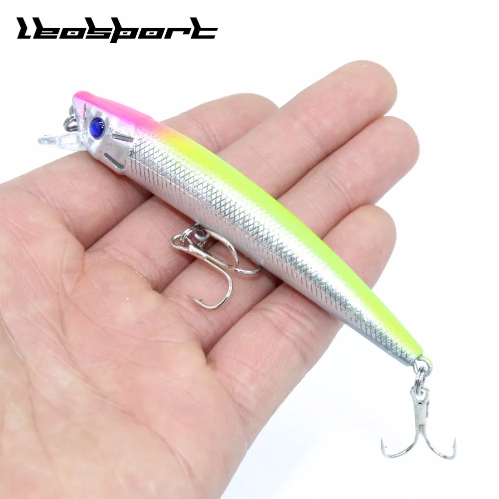 LEOSPORT 1PCS New Sale 2016 Long Minnow Fishing Lures 9.5CM/8G Hard Fishing Bait 3D Eyes Treble Hooks Fishing Tackle