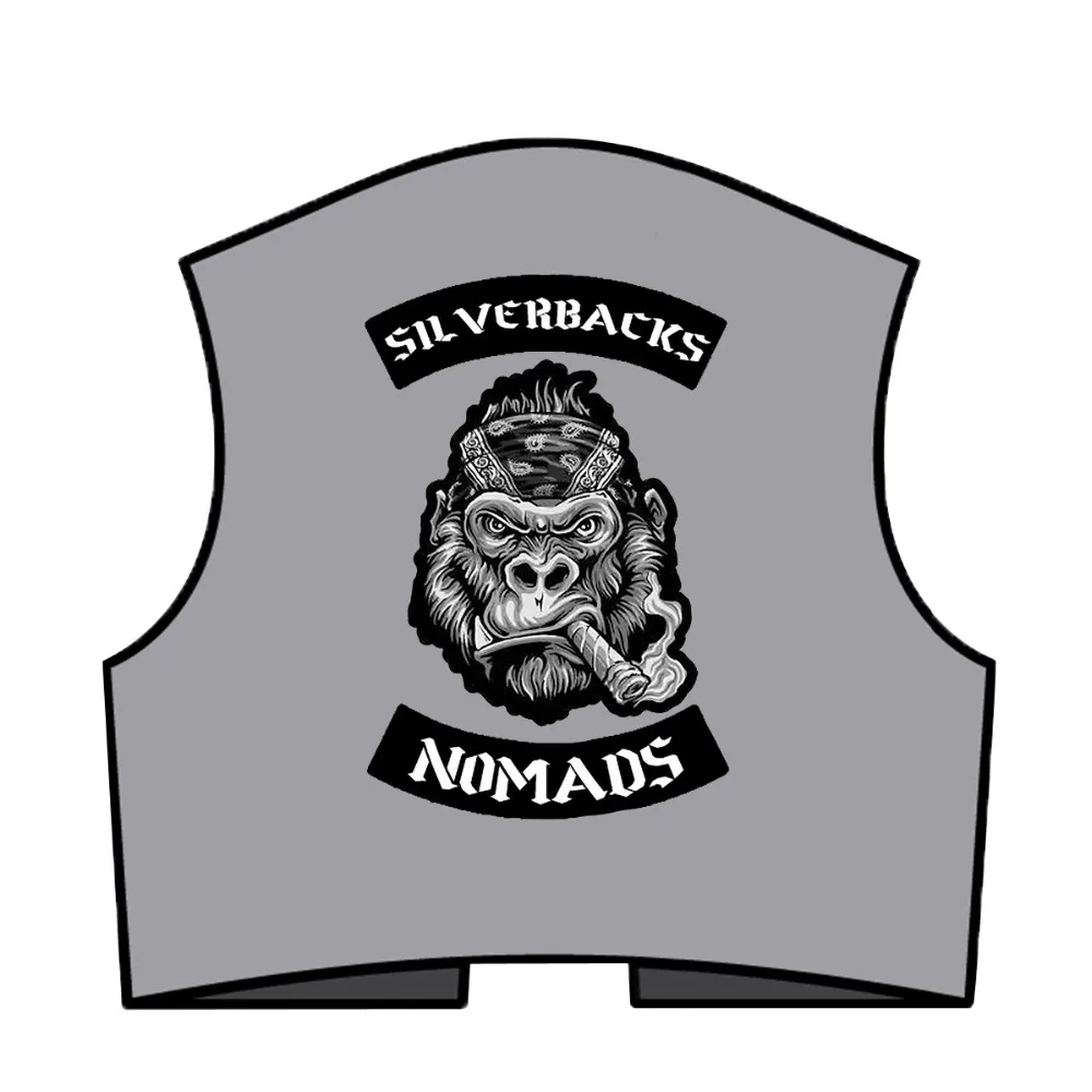 Nomads Silverbacks MC 1% naszywka czarna tkanina diagonalna z żelazkiem na bezpłatnej wysyłce nadaje się do kurtki niestandardowy projekt DIY