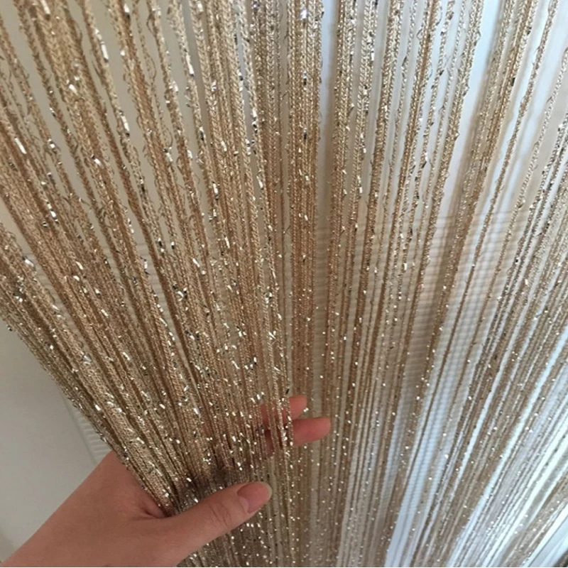 Shiny Tassel Silver Line String Curtain 300*290cm&100x200cm Fashion Valance Living Room Divider Wedding DIY Home Decoration