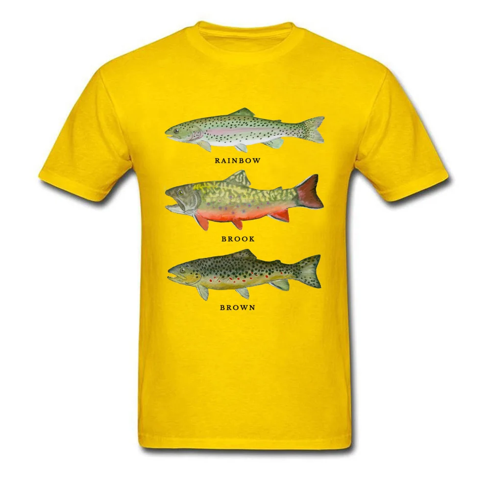 Fish Trout Triad Rainbow Grey O Neck T Shirts Summer/Autumn Tops & Tees Short Sleeve for Men High Quality All Cotton T Shirt