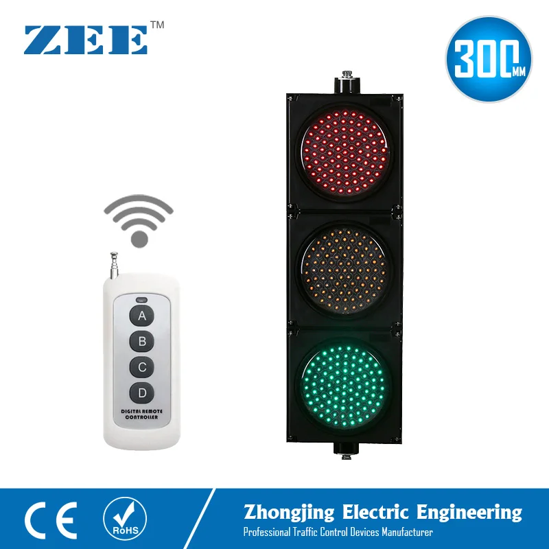 220V 110V 12V 24V Wireless Control LED Traffic Light 12inches 300mm LED Traffic Signal Light Red Green Amber Traffic Signals