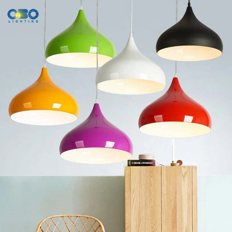 Modern Pendant Lights Aluminum Color Lampshade Painted Macaron Style Dining Table Pendant Lamp Indoor Lighting E27 110-240V