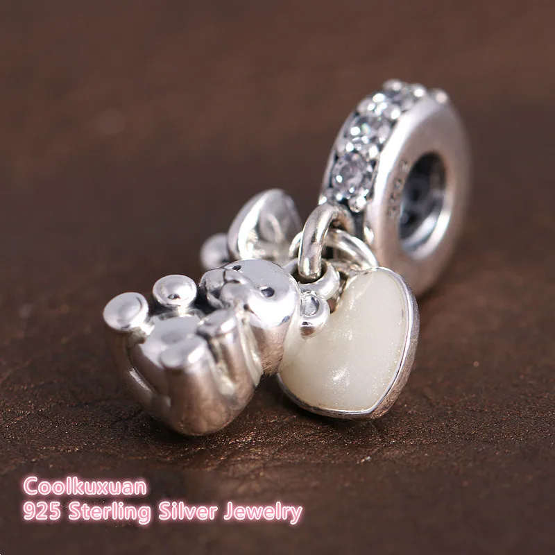 Mothers Day Gift 925 Sterling Silver Baby Treasures Charms Teddy Bear Heart Pacifier Pendant Charm Fits Pandora bracelets