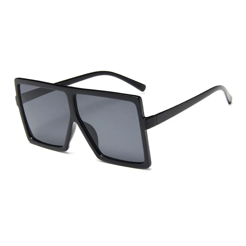 black Oversized Flat Top sun glasses for woman 2025 Big Square Gradient women\'s sunglasses Fashion Brand Shades Oculos Unisex