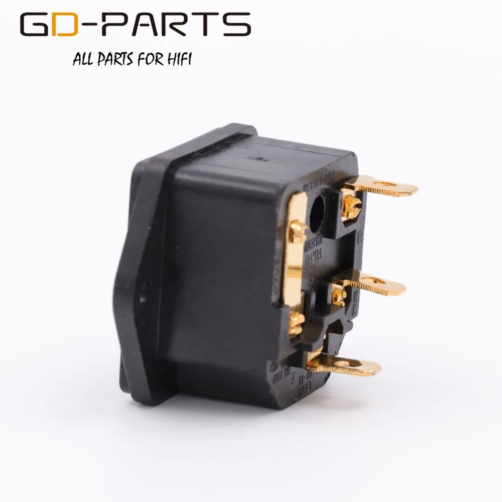 GD-PARTS IEC320 C14 AC Power Plug ซ็อกเก็ตฟิวส์ Holder ทองชุบทองเหลืองสายไฟ Inlet Hifi เสียง DIY AC250V 10A 1 PC