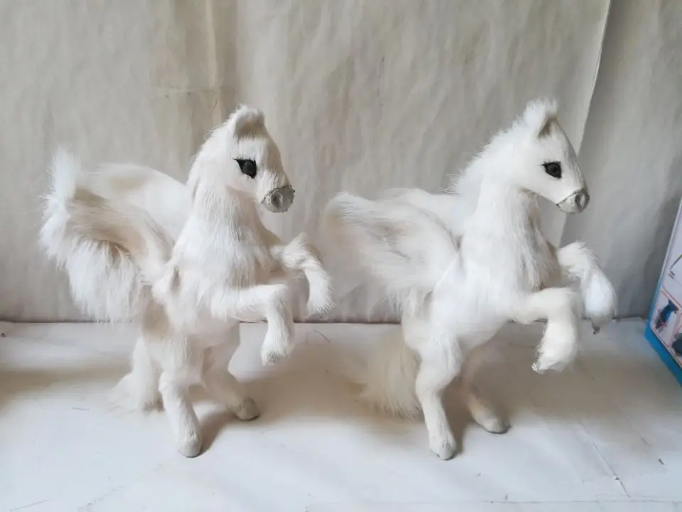 simulation unicorn 11x16cm model polyethylene&furs white unicorns model one pair/2 pcs handicraft home decoration gift b2635