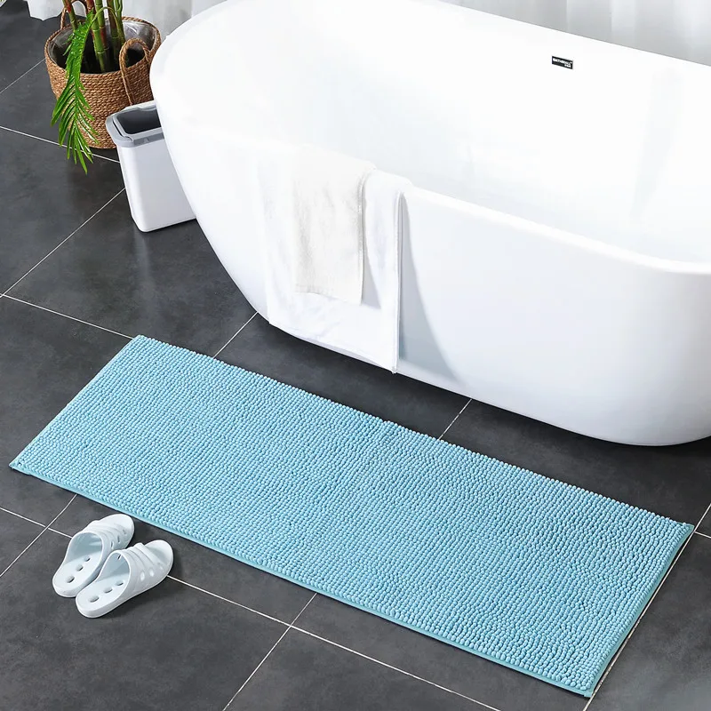 Long Size Bathroom Carpet Chenille Bath Mat, Non-slip Rugs for Bathtub Side, Water Absorption, Toilet Floor Mat, 50*120 50*140cm