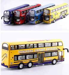 High simulation 1:50 scale alloy pull back double decker bus,Cartoon toy car,metal model,wholesale