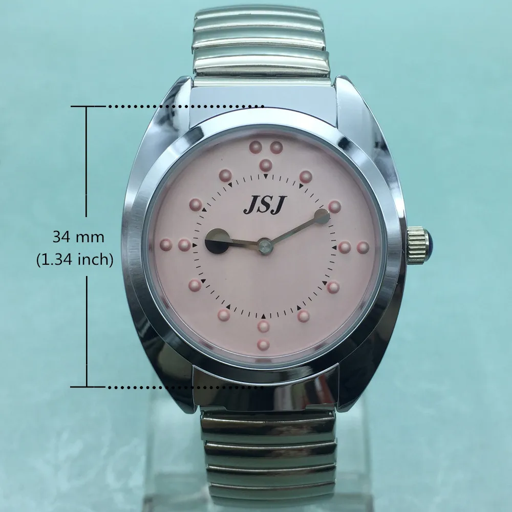 Braille Ladies Tactile Watch Expansion Band Pink Dial