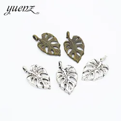 YuenZ 25 pcs Tree leaf Charms Antique Silver color Metal Pendant For Bracelets Necklace Jewelry Making 21*13mm Q363