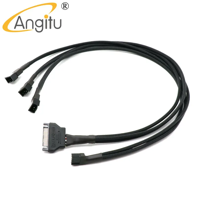 Angitu Sata إلى مروحة الخائن كابل محرك أقراص صلبة HDD SATA 15pin إلى 3X4Pin PWM مروحة محول Cables-45cm