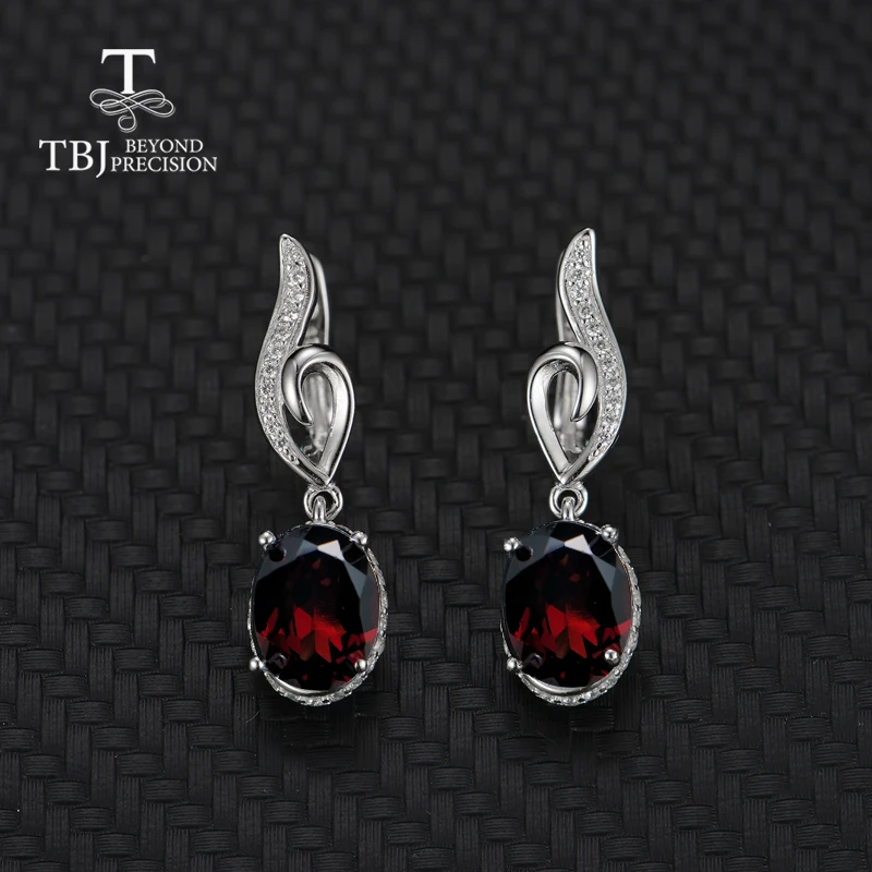 TBJ,2019new style natural garnet earring gemstone 925 sterling silver fine jewelry simple design for woman best Valentine gift