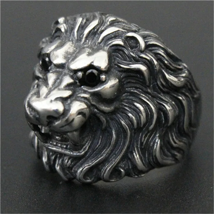 3pc/lot Newest Design Crystal Eyes Lion King Ring 316L Stainless Steel Men Boy Fashion Lion Ring