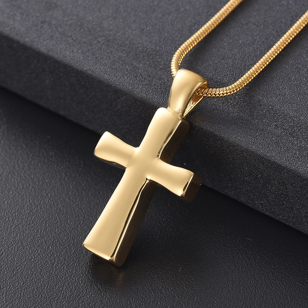 

Gold/Rose Gold/Black Prayer Cross Cremation Jewelry - 316L Stainless Steel Memorial Keepsake Ashes Holder Necklace