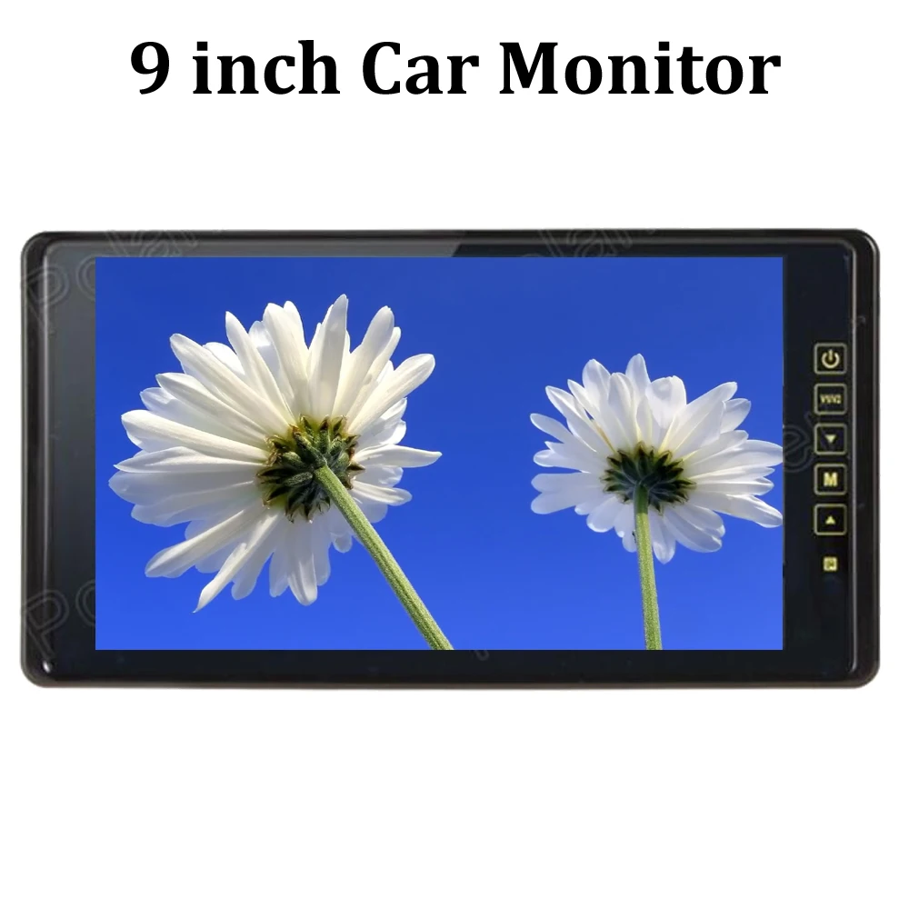 PolarLander  9 inch 2CH video input for DVD reverse camera reverse priority USB SD color TFT LCD Car Monitor Accessories