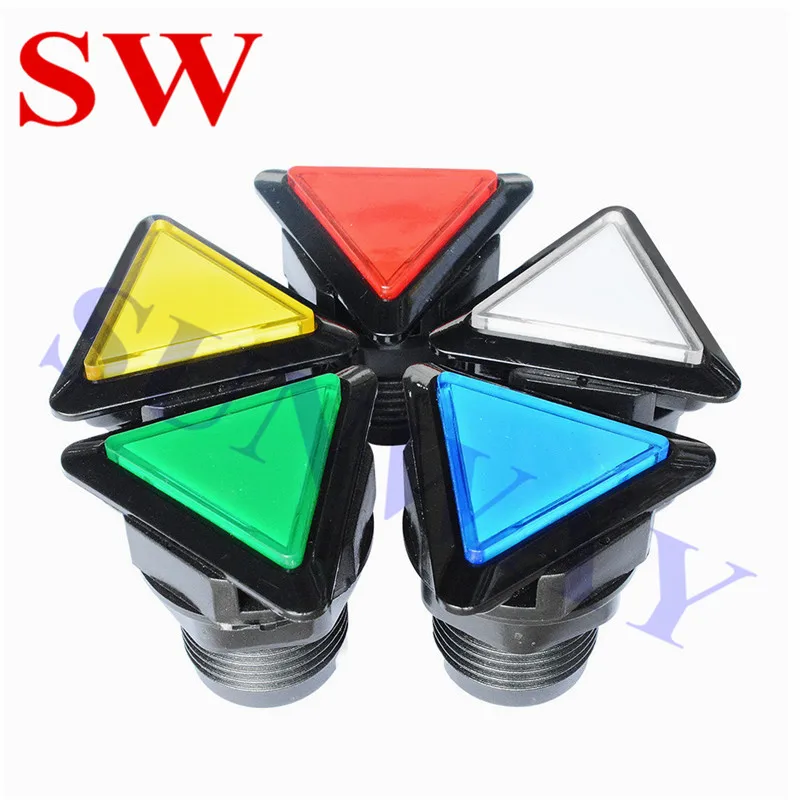 

5 Colors Arcade Button 12v Triangle LED Arcade Push Button with microswitch black circle illuminated