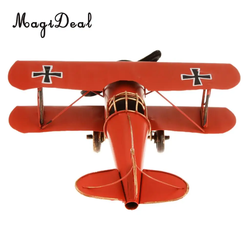 MagiDeal 1Pc Vintage Metal Airplane Model Biplane Aircraft for Home Livingroom Decor Children Boys Preschoolers Outdoor Fun Toys