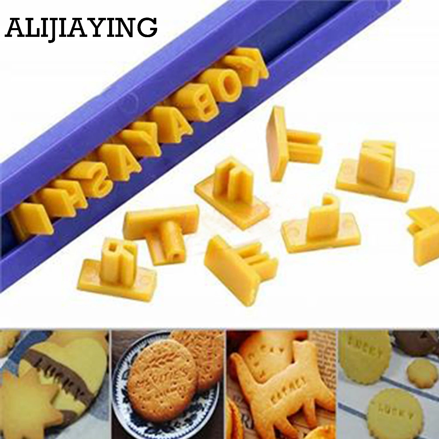 M0165 DIY Alphabet Plastic Cake Mould Letter Impress Biscuit Cookie Cutter Press Stamp Embosser Fondant Mold