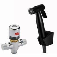 black color Toilet Weel Hand held Diaper Spray Shower Set Shattaf Bidet Sprayer 38 degress thermostatic valve Jet  BD550