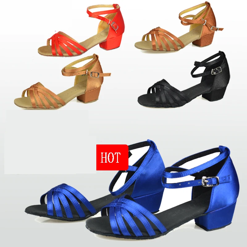 Sneakers Sports shoes Dance Shoes Children Latin Gilr Salsa High Discount Cheap Acrobatics is Dedicated Heel 35mm Black Blue