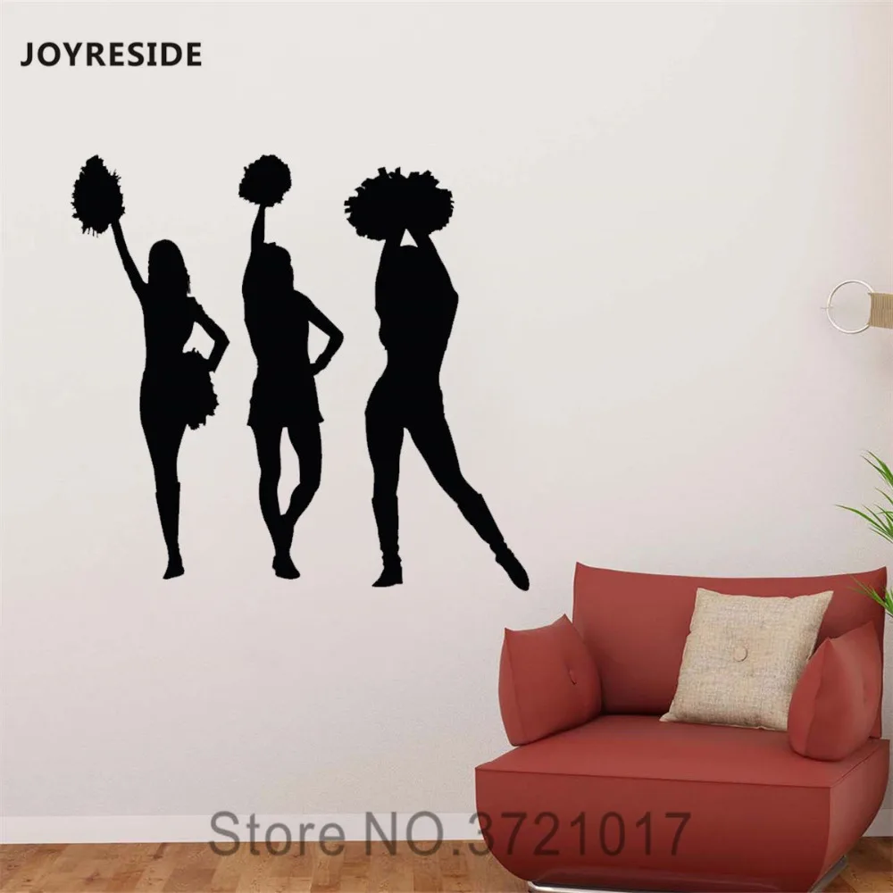 JOYRESIDE Cheerleaders Wall Sports Decals Vinyl Sticker Design Home Locker Room Living Room Bedroom Decorations Art Mural A1681