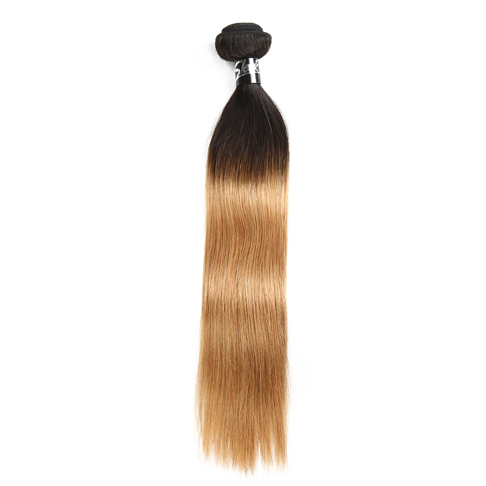 Sleek Ombre-extensiones de cabello humano brasileño liso, mechones de tejido, dos tonos Remy, 1B/30, 1B/27, 1B/99J, 1 pieza