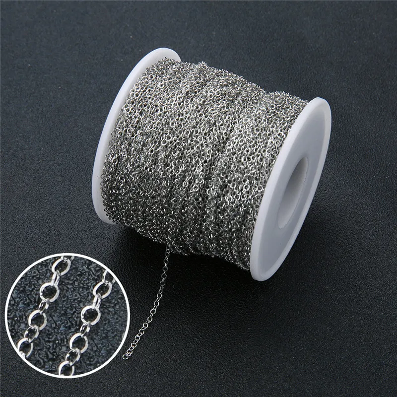 

5m/lot 2mm 2.5mm Stainless Steel Necklace Chain Bulk For Jewelry Making Metal Rolo Link Chains Diy Craft Bracelet Accessories