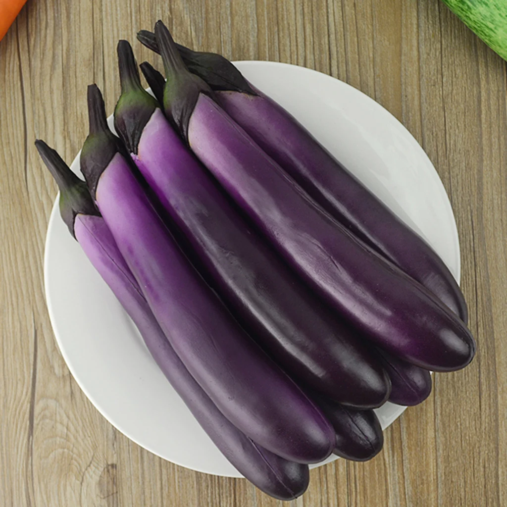 Lifelike Artificial Eggplants Simulation Fake Vegetable Photo Props Home Kitchen Decoration Kids Teaching Toy Nov-6A