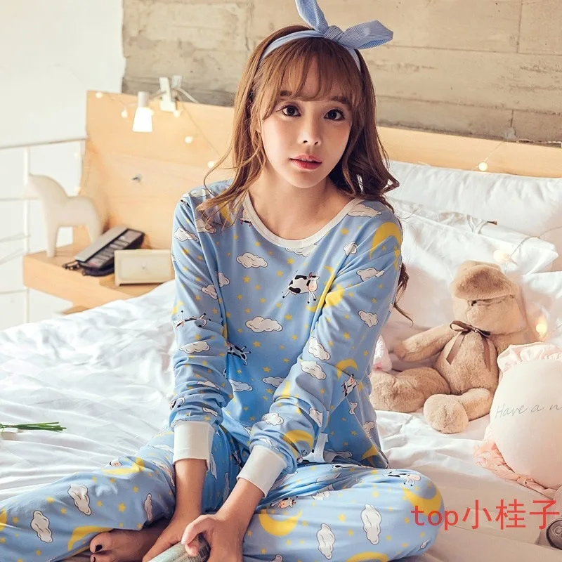 Womens Pajamas Sets Long sleeve suit Animal Cartoon Large Size Girls Sleepwear Women\'s Pijamas Suit Home Clothes Pyjama Femme