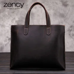 Vintage Genuine Leather Men Bag Business Totes Briefcase Portfolio Handbag Shoulder Messenger Men's Travel Laptop Bag For Male