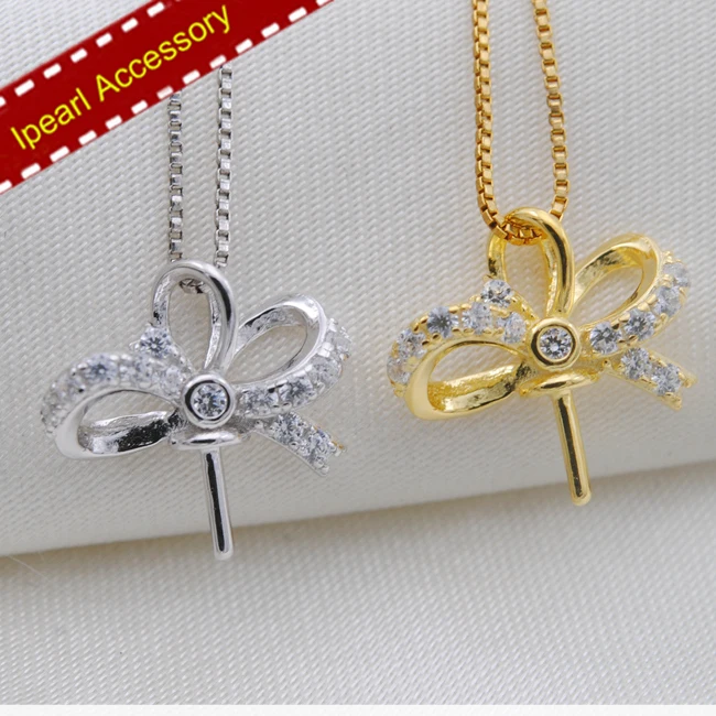 Fashion New Pearl Pendant Holder S925 Sterling Silver Pendant Fittings Gold/Silver Color Optional 3pcs/lot