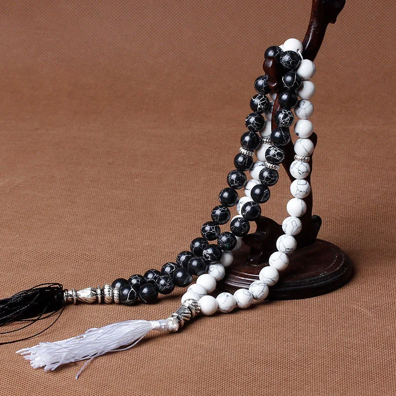 10mm Tiger Eye Natural Stone Bracelets Tassel Pendant 33 Prayer Beads Islamic Muslim Tasbih Allah Mohammed Rosary For Women Men