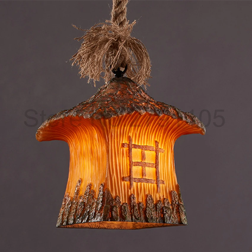 

Hot Sales Vintage Pendant Lamp Creative Rural Restaurant Art Hanging Lamp Theme Bar Coffee Hemp Rope Pendant Lights