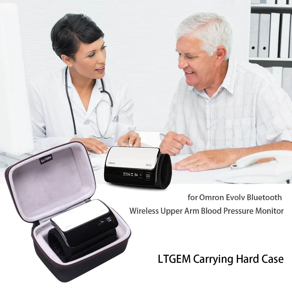 

LTGEM EVA Hard Case for Omron Evolv Bluetooth Wireless Upper Arm Blood Pressure Monitor - Travel Protective Carrying Storage Bag