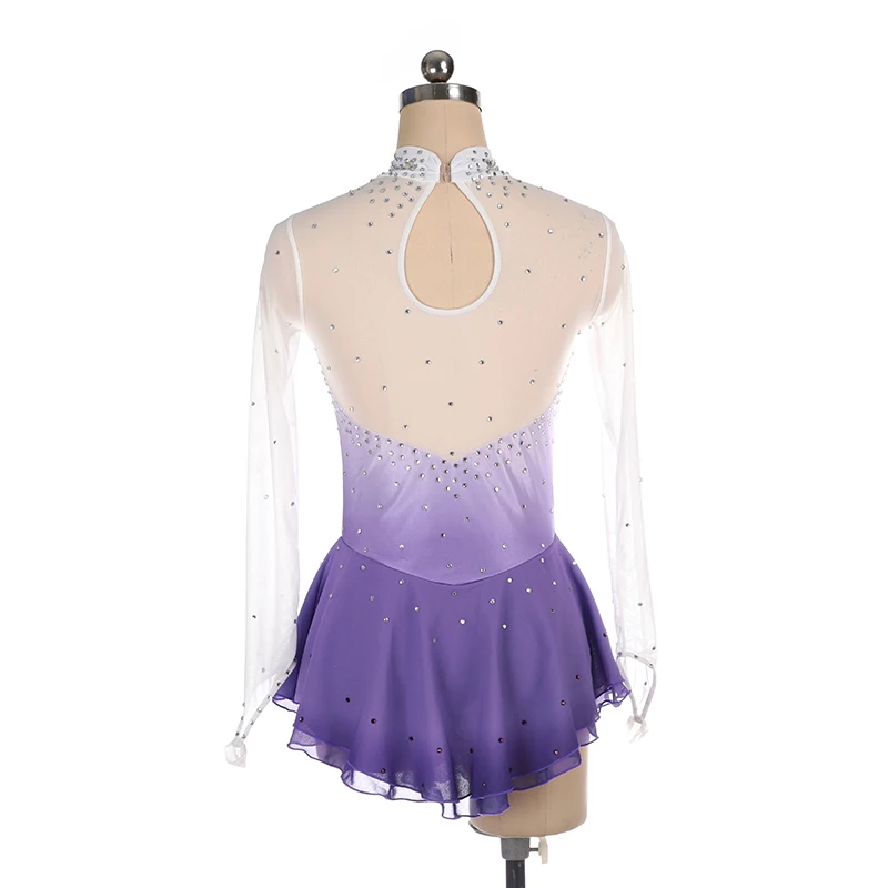 Nasinaya Figure Skating Dress Ice Skating Skirt for Girl Women Kids Customized Competition Performance Purple Gradient Shiny