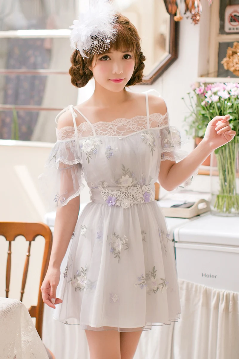 

Princess sweet lolita Candy Rain Chiffon dress Sweet Princess sling strapless Dress C22AB7138