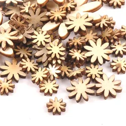 50pcs Misto Del Fiore di Legno Fette di L'artigianato FAI DA TE Scrapbooking Complementi Arredo Casa Ornamenti In Legno Fatti A Mano Accessori 10/15/25/35 millimetri M0668x