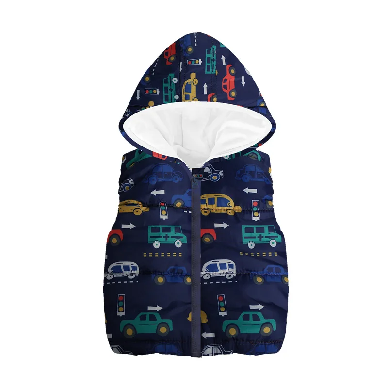 BOTEZAI Children Outerwear Baby Boys Vest 2020 Autumn Infant Clothing Waistcoat Dinosaur Sleeveless Kid Hooded Cotton Coat