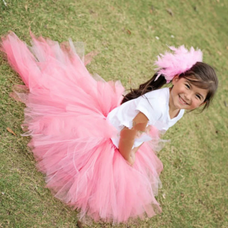 Pink Flamingo Bustle Tutu Skirts Baby Girl 6 12 Months -12y Blush Pink Pretty Halloween Costume Photo Prop