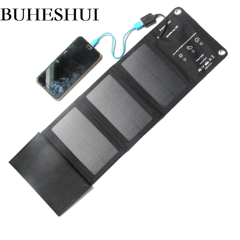 BUHESHUI folding 10W Solar Panel Charger 5V USB Output Devices Portable Solar Panels for Smartphones Mobile Power Bank 10pcs