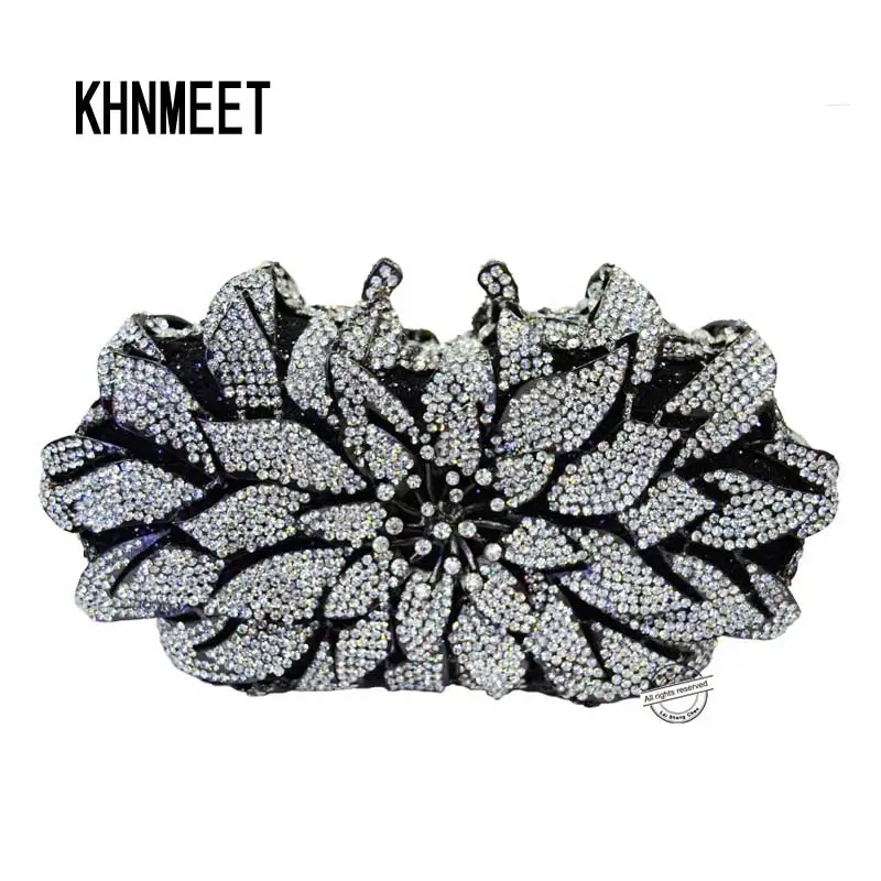 

KHNMEET Designer Evening Clutch Crystal Purse Women Luxury Rhinestones Party Day Clutch Ladies Diamante Wedding Handbags SC172