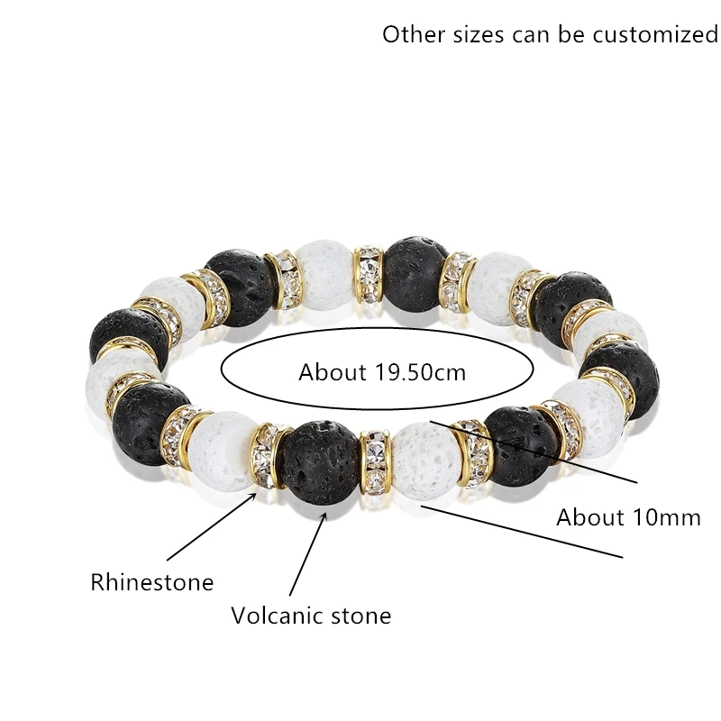 New 10mm Volcanic Stone Men\'s Bracelet Fashion Natural Stone Beads Bracelet Ladies Bracelet Fashion Accessories Pulseera hombres