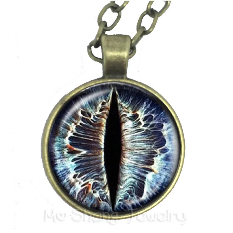Charming green eyes Evil Eye Necklace Beautiful Animal Dragon Cats Eye 25mm Glass Cabochon Pendant Gift For Friends