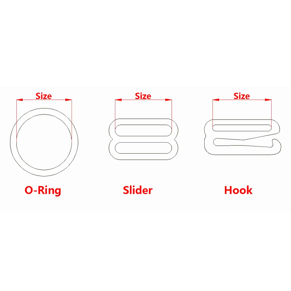 Various sizes 1000 pcs (500 sets) plastic clear rings and sliders transparent bra buckles tank top adjusters